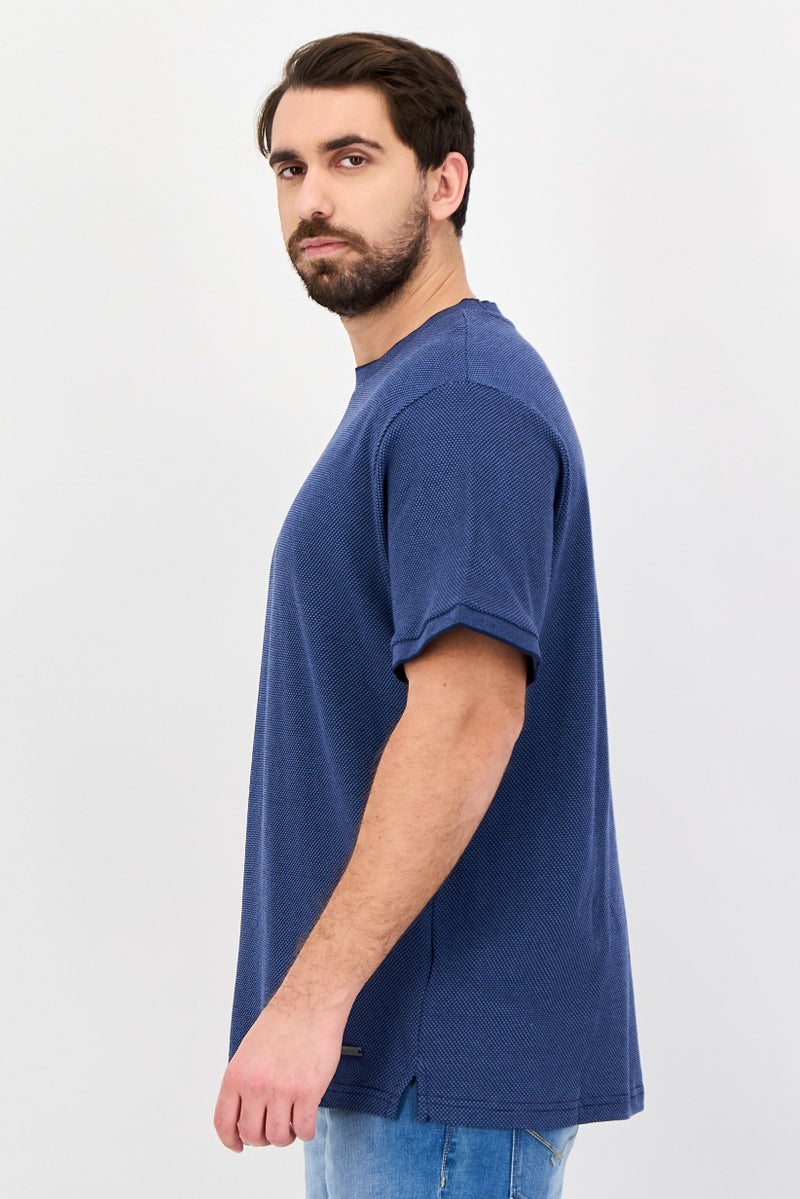 Bench Men Crew Neck Short Sleeve Brand Logo T-Shirt, Navy - Image 3